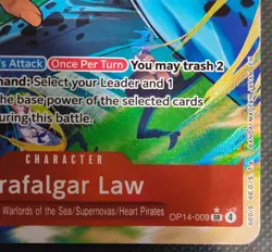 One Piece CCG Trafalgar Law OP14-009 SR Rush Holo Character Card - Image 4