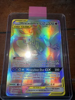 Pokemon Mewtwo & Mew GX SM191 Promo Holo TAG TEAM Psychic Card 2019 - Image 2