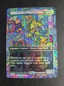 Mikey & Leo, Chaos & Order (Borderless Foil) Rare MTG Ninja Turtles - Image 1