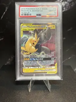 2019 POKEMON SUN & MOON TEAM UP #33 PIKACHU & ZEKROM GX PSA 10 - Image 1