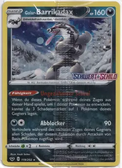 Pokemon Galar-Barrikadax Prerelease Stamp Holo Schwert&Schild 119/202 NM DE - Image 1