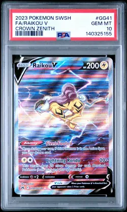 2023 POKEMON SWORD & SHIELD CROWN ZENITH #GG41 FULL ART/RAIKOU V PSA 10 - Image 1