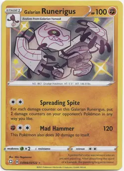 Pokemon Galarian Runerigus Shiny Full Art Shining Fates SV066/SV122 NM English - Image 1