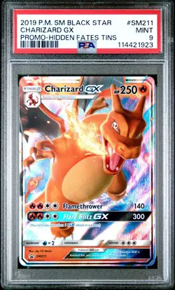 2019 POKEMON SM BLACK STAR PROMO HIDDEN FATES TINS #SM211 CHARIZARD GX PSA 9 - Image 1