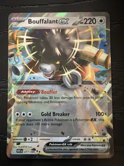 Pokemon TCG Bouffalant EX 077/086 Sv: White Flare Double Rare Holo Card - NM - Image 1