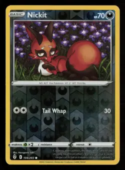 Nickit SWSH07: Evolving Skies #104/203 Reverse Holo Common Pokemon Card - Image 1