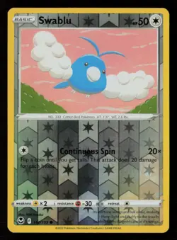 Swablu SWSH12: Silver Tempest #142/195 Reverse Holo Common Pokemon Card - Image 1