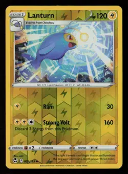 Lanturn SWSH12: Silver Tempest #052/195 Reverse Holo Uncommon Pokemon Card - Image 1