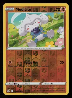 Meditite SWSH11: Lost Origin #099/196 Reverse Holo Common Pokemon Card - Image 1