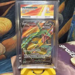 Pokemon TCG Rayquaza v Evolving Skies Holo Ultra Rare Card 193/203 Ace 9 Graded - Image 1