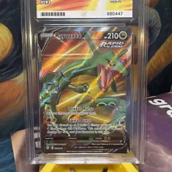 Pokemon TCG Rayquaza v Evolving Skies Holo Ultra Rare Card 193/203 Ace 9 Graded - Image 3