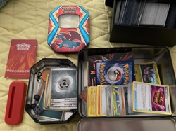 LOT OF POKEMON CARDS (SOME RARE), PLUSH, CARD STAND AND 151 MAT - Image 1