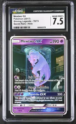 CGC 7.5 Mewtwo GX 78/73 Secret Rare Shining Legends Pokemon Card - Image 1