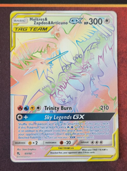 Pokemon TCG Hidden Fates Moltres Zapdos Articuno GX 69/68 Rainbow Secret Rare - Image 1