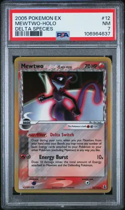 2005 POKEMON EX DELTA SPECIES #12 MEWTWO-HOLO PSA 7 - Image 1