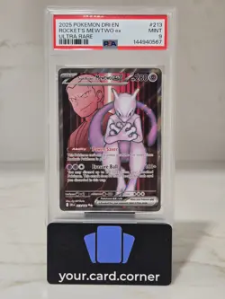 Pokemon Mewtwo EX 2025 Team Rockets 213/182 SR Destined Rivals PSA 9 - Image 1