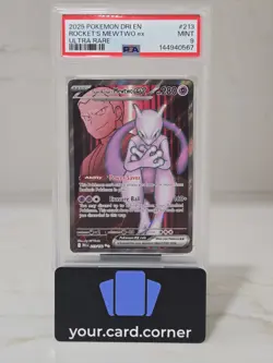 Pokemon Mewtwo EX 2025 Team Rockets 213/182 SR Destined Rivals PSA 9 - Image 3