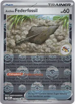 Pokemon Antikes Federfossil Pokeball Reverse Weiße Flammen 079/086 NM Deutsch - Image 1