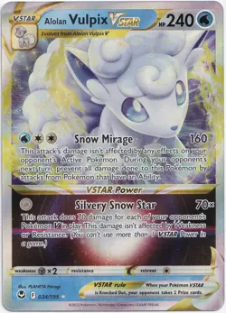 Pokemon Alolan Vulpix VSTAR Full Art Silver Tempest 034/195 NM English - Image 1