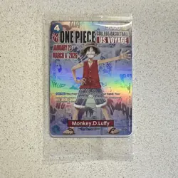 Bandai Monkey.D.Luffy US Voyage Promo Full Art Holo One Piece CCG Character Card - Image 1