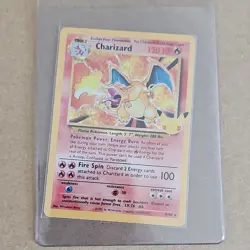 Pokemon Charizard Base Set Pikachu Stamp Card 4/102 1999 English Vintage - Image 1