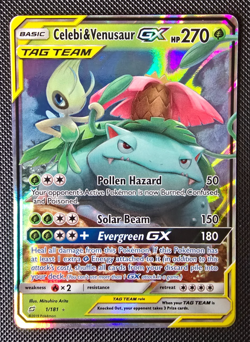 Pokemon Card - Celebi & Venusaur GX - SM Team Up - Ultra Rare - 1/181 - NM - Image 1