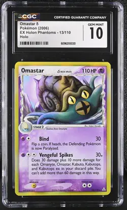 CGC 10 GEM MINT Omastar 2006 EX Holon Phantoms 13/110 Holo Pokemon Card - Image 1