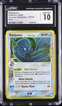 CGC 10 GEM MINT Rayquaza 2006 EX Holon Phantoms 16/110 Holo Pokemon Card - Image 1