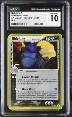 CGC 10 GEM MINT Nidoking 2006 EX Dragon Frontiers 6/101 Holo Pokemon Card - Image 1