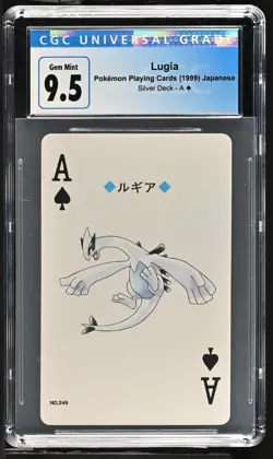 1999 POKEMON SILVER PLAYING CARDS ACE OF SPADES #249 LUGIA Japanese CGC 9.5 - Image 1