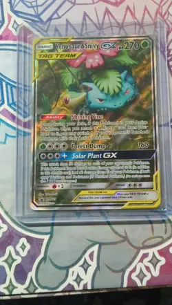 Pokemon TCG Venusaur & Snivy GX SM229 Promo Holo TAG TEAM Grass Type Card - Image 1