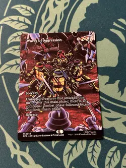 Waves Of Aggression Borderless NON Foil Teenage Mutant Ninja Turtles PZA TMT MTG - Image 1