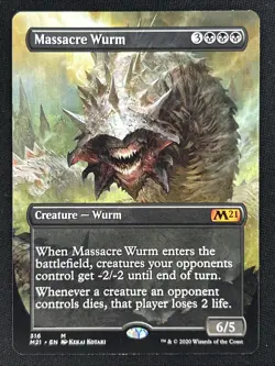 Massacre Wurm Borderless Alt Art, 2021 Core Set (M21) #316 NM MTG Regular DK316A - Image 1