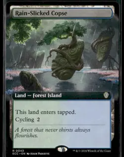 MTG Rain-Slicked Copse (Extended Art) Commander: Lorwyn Eclipsed Foil - Image 1