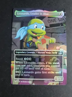 Leonardo, Leader in Blue (Borderless Foil) Uncommon MTG Ninja Turtles - Image 1
