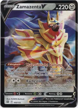 Pokemon Zamazenta V Ultra Rare Strahlende Sterne 105/172 NM Deutsch - Image 1