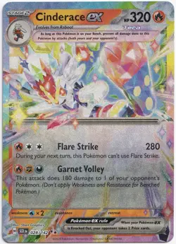 Pokemon Cinderace ex Double Rare Stellar Crown 028/142 NM EN - Image 1