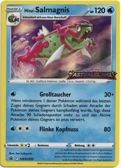 Pokemon Hisui-Salmagnis Prerelease Stamp Black Star Promo SWSH205 NM Deutsch - Image 1