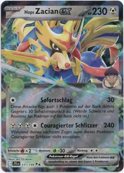Pokemon Hops Zacian ex Double Rare Reisegefahrten JTG 111/159 NM Deutsch - Image 1