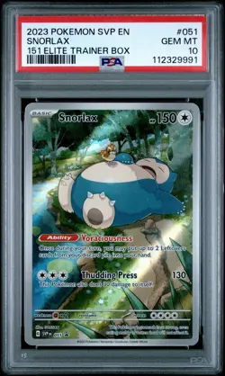 2023 Pokemon TCG Snorlax 051 Scarlet & Violet 151 Promo Card PSA 10 - Image 1