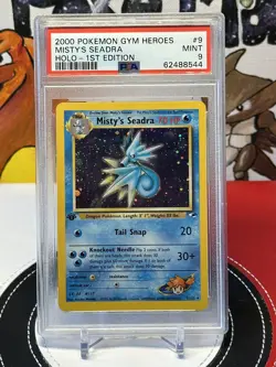 2000 MISTY'S SEADRA 9/132 HOLO 1ST EDITION GYM HEROES POKEMON CARD PSA 9 MINT - Image 1