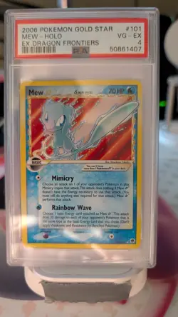Pokemon Mew Gold Star Delta Species EX Dragon Frontiers Holo Card 101/101 PSA 4 - Image 1