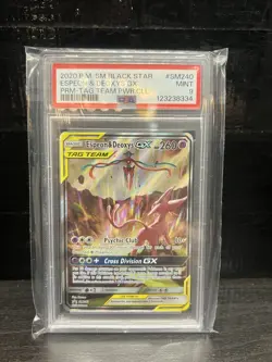 PSA 9 2020 Pokemon Espeon & Deoxys GX Tag Team Black Star Promo SM240 TCG Card. - Image 1