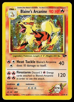 Blaine's Arcanine 1/132 Holo Rare Gym Challenge Pokemon Card - Image 1