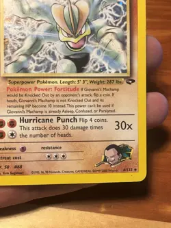 Pokemon Giovanni's Machamp Gym Challenge Holo Rare Unlimited 100 HP Card 6/132 - Image 3