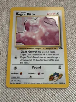 Pokemon Koga's Ditto Holo Rare Gym Challenge Card 10/132 - Image 1