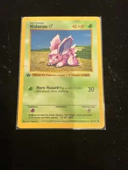 Nidoran Male 1st Edition Shadowless Pokemon Card Base Set 55/102 - Image 1