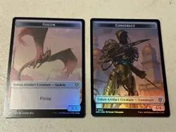 2 x mtg foil token Construct // Golem, 012/013, Aetherdrift, unplayed - Image 1
