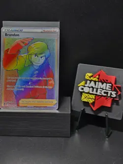 Pokemon Brandon 203/195 Rainbow Secret Sword & Shield Silver Tempest Near Mint - Image 1