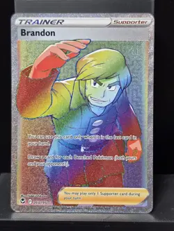 Pokemon Brandon 203/195 Rainbow Secret Sword & Shield Silver Tempest Near Mint - Image 2